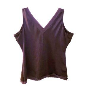 Spanx Black V Neck Sleeveless Top with Chiffon Trim Size 2X EUC